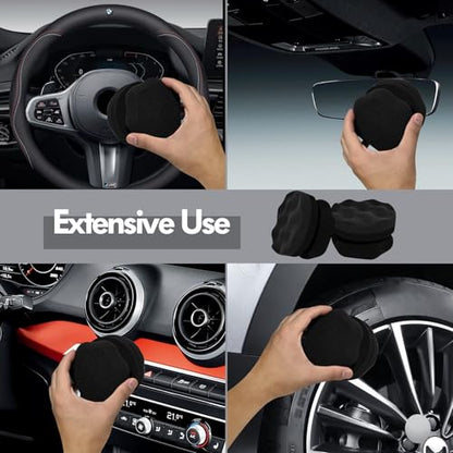 2 Pack Large Tire Hex Tire Shine Applicator Pads (Black) | Durable and Reusable Grip Applicator, For Tire Polishing Car Cleaning - color: Black