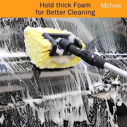 MOFEEZ 10" Car Wash Brush with Soft Detailing Bristle, Flow-Thru Dip Brush for Car Boat RV Camper Truck Washing