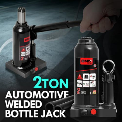 DNA Motoring 2 tons / 4000 lbs Lifting Automotive Welded Hydraulic Bottle Jack for Sedans Repair, with Manual Handle & Carrying Storage Case, Black - color: black, style: 2 ton