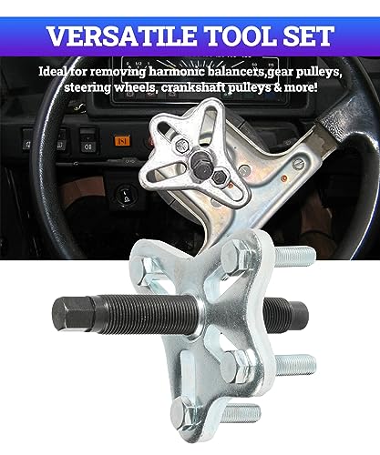 Zlirfy 46pcs Harmonic Balancer Puller Set,Flange Type Gear and Crank Puller,Power Steering Pulley Puller Installer Tool Set,Use with Harmonic Balancers,Crankshaft Pulleys and Gears