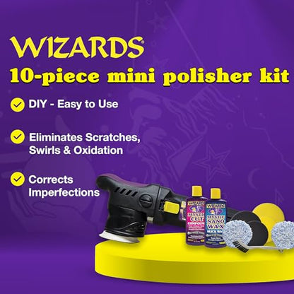 Wizards Buffing Kits (DA Mini Polisher Scratch/Swirl Remover Kit + Mini Throw Polisher (10 pc)) - color: Da Mini Polisher Scratch/Swirl Remover Kit + Mini Throw Polisher (10 Pc)