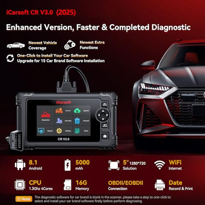 iCarsoft CR V3.0 (2026) Scan Tool Bidirectional OBD2 Scanner Diagnostic Tool for All Cars, 45 Reset,All System Diagnose, 4000+ Active Test, Battery Test-Customizable Diagnosis for 10 Car Brands - style: For All Cars
