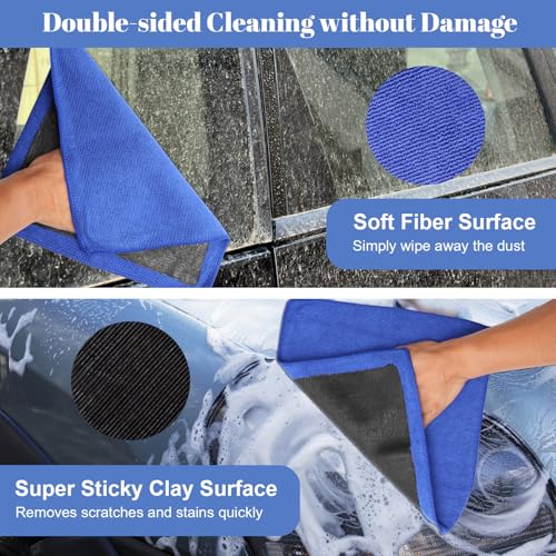 Clay Towel 2 Pack 12 x 12 Inch, Clay Bar Towel for Auto Detailing Microfiber Car Cloth Cleaner Automotive for Car Detailing - color: Blue