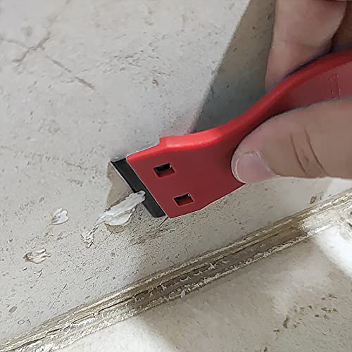 EHDIS 1.5" Plastic Razor Scraper Tool with 10pcs Double Edged Blades for Adhesive Remover,Removing Labels Stickers Decals Taping on Glass Windows (Red) - color: Red