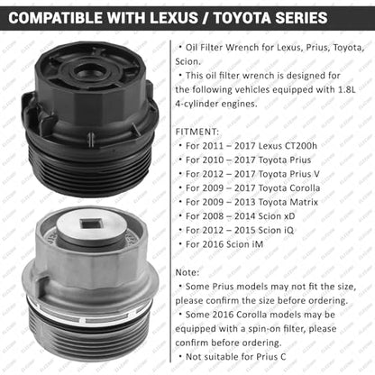 64mm 14 Flutes/6 Slots Oil Filter Cap Wrench Removal Tool Socket Compatible with Toyota, Lexus, Prius, and Scion Vehicles Equipped with 1.8L 4-Cylinder engines, Black Heavy-Duty Aluminum - size: 6 Slot, style: Aluminum - 6 Slot