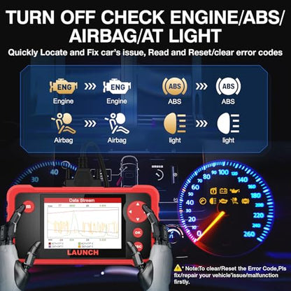 LAUNCH CRP123 V3.0 Elite OBD2 Scanner-2026 New Model Engine/ABS/SRS/Transmission Diagnostic Scan Tool SRS Airbag Code Reader,3 Reset Oil Service/Throttle Relearn/SAS Reset,Lifetime Free Update