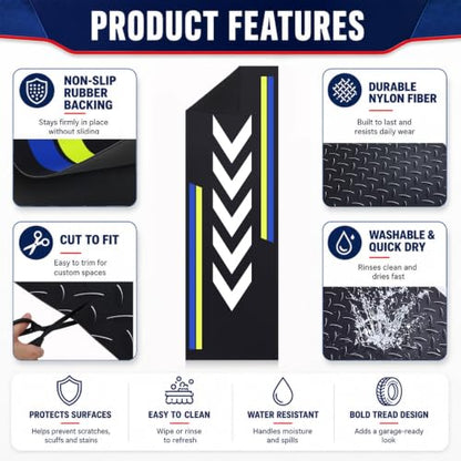 Drydiet 98 x 40 Inch Motorcycle Mat Garage Floor Rug Washable Parking Mats for Garage Floors Non Slip Oil Absorbent Pad Rubber Backing Layer Protects Floor from Spills Drips(Arrow Style) - size: 3'4" x 8'2", style: Arrow Style