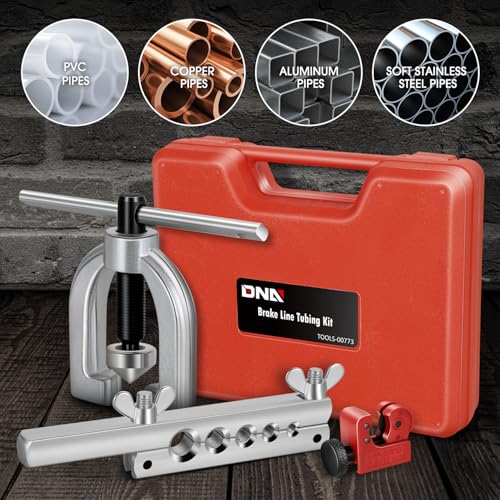 DNA Motoring Brake Line Tubing Kit, 25 Ft. of 3/16 Copper Coated Flexible Tube, Upgraded Brake Line Tube Roll with 16 Fittings and 4 Unions, TOOLS-00773 - style: Upgraded Brake Line Kit