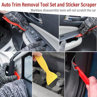 Keze 24Pcs Trim Removal Tool Set with Pick & Clip Removal Tool, Sticker Scraper, Automotive Plastic Pry Tool, Car Panel Door, Stereo, Fastener Remover Kit, for Auto Interior, Molding, Dash(Red) - color: Red-Auto Trim Removal Tool Kit