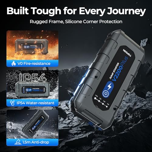 Car Battery Jump Starter and Battery Tester TOPDON 2-in-1 2200A Peak Jump Starter for Up to 8L Gas/6L Diesel Engines 12V Portable Booster and Tester - size: 2200A