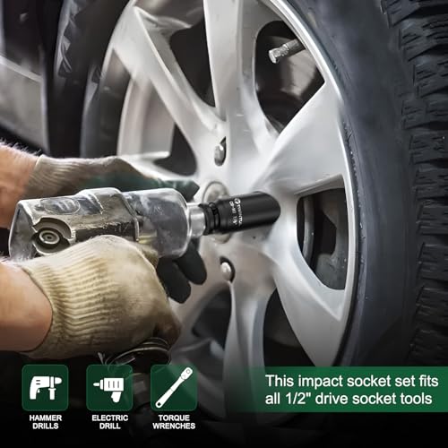 7/8" Deep Impact Socket 1/2 Inch Drive for SUVs & Trailers | CR-MO Steel Impact Socket, 3.07" Length, 6 Point, SAE Size Socket for Automotive and Agricultural Equipment Maintenance - size: 7/8" (Deep)
