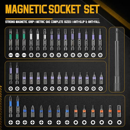 KELIN 80 PCS Deep Impact Driver Bit Set, Magnetic Nut Driver Set, Socket Set Metric & Sae with Universal Sockets, Socket Adapters, Wing Nut Driver, Gifts for Men Gifts for Him Dad