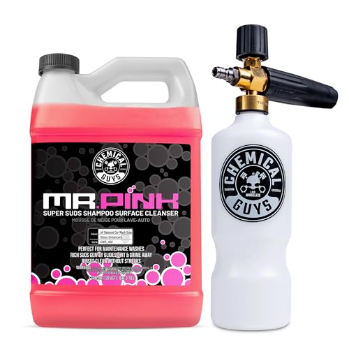 Chemical Guys CWS_402 Mr. Pink Super Suds Shampoo & Superior Surface Cleaning Soap, 128 fl oz (1 Gallon) + HOL144 TORQ Foam Cannon Snow Foamer , Works With Pressure Washer (2 Items) - style: HOL144