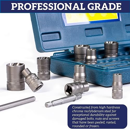 Bolt Extractor Kit, 32 Pieces Rounded Bolt Remover | Extractor Socket Set Removes Damaged, Frozen, Rusted, Rounded-Off Bolts, Nuts & Screws