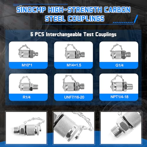Hydraulic Pressure Test Kit with 3 Gauges 10/25/40 Mpa, 3 Long Hoses 6 Couplings Diagnosis Gauge Tester Set for Excavator Construction Engineering Machinery Equipment - size: Black 3 Gauges 6 Couplings