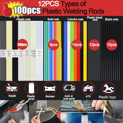 Upgraded 220W Plastic Welder, 2 in 1 Plastic Welding Repair Welder Kit 1000PCS Hot Stapler Soldering Gun with 100PCS Plastics Welding Rods Car Bumper Repair Kit for Most Plastics(Black) - color: Black