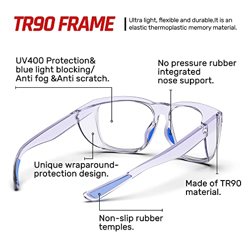 Safety Glasses Anti-Fog Goggles Protective Eyewear Anti Blue Light Protection Glasses For Women And Men - color: Purple