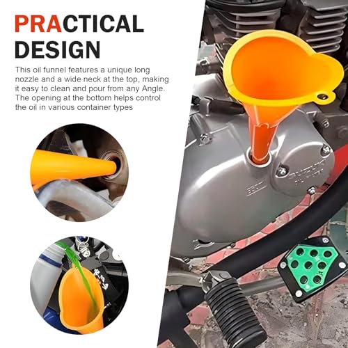 2 PCS Long Neck Oil Funnel, Portable Anti-Spill Plastic Wide Mouth Funnel, Multi-use for Fuel Coolant Engine Oil Adding, Universal for Most Cars Suvs Trucks(Red)