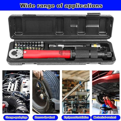 1/4 inch Drive Click Torque Wrench, Drive Torque Wrench Set, Dual-Direction Adjustable Torque Wrench Repair Tool Kit for Bike, Motos, Car Repair Maintenance Black