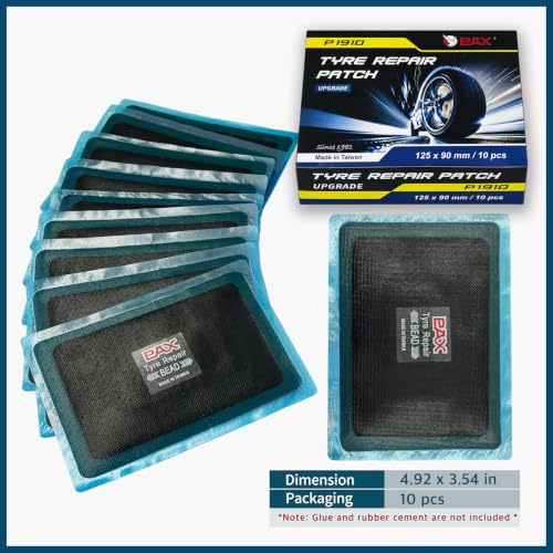 PAX Upgraded Radial Tire Repair Patches 125x90mm / 4.92x3.54 Inch (10 Pack), 2-Layer Super Strong Nylon Fabric Heavy-Duty Puncture Fix for Truck & Car (Rubber Cement Required) - size: 125x90mm