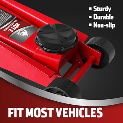 Jack Boss 3 Ton Low Profile, Aluminum and Steel Racing Floor Jack and Jack pad