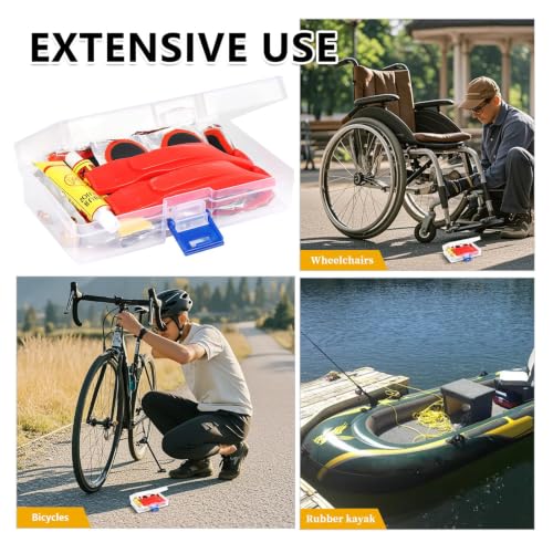 80pcs Bike Tire Repair Kit, Self-Adhesive Bike Tire Patch Kit | Bike Tool Kit With Portable Storage Box and Valve Converter, Bike Repair Kit for Mountain Bikes, Commuter Bikes, Motorcycles