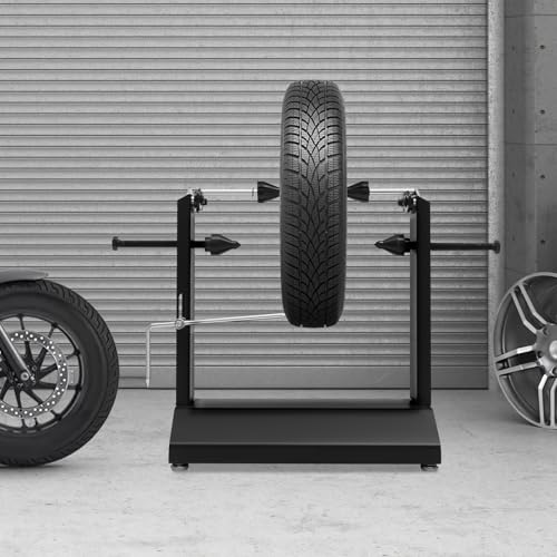 Motorcycle Wheel Balancer & Truing Stand, Heavy-Duty 2-in-1 Motorcycle Wheel Balancing Stand, Tire Balancer Stand with Adjustable Centering Cones, Portable Rim Tire Balancer up to 35" Tires