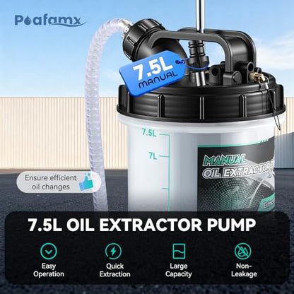 Poafamx Oil Extractor Pump Manual, 7.5L/2 Gallon Fluid Extractor Pump | with Extended Storage Units and 5 Tubes, Vacuum Oil Change Pump for Automotive, Truck, Boats Engine Oil Change - size: 7.5L