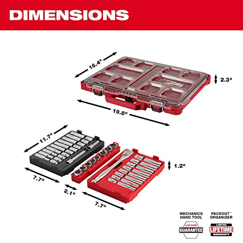48-22-9487T 47 PC 1/2" Drive SAE/Metric Ratchet/Sockets PACKOUT Trays For Milwaukee Length 11.63 in Height 1.13 in Width 17.38 in