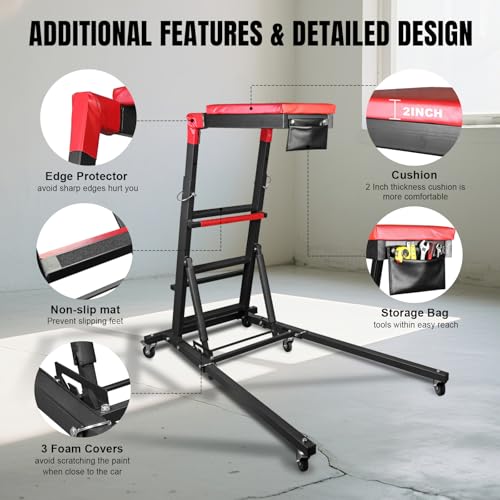 Jack Boss Topside Creeper for Truck, 48-70 Inch Adjustable Automotive Engine Creeper with 6-Wheel Design，441 lbs Capacity for Home Garage, Workshop Repair Maintenance