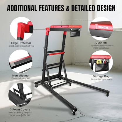 Jack Boss Topside Creeper for Truck, 48-70 Inch Adjustable Automotive Engine Creeper with 6-Wheel Design，441 lbs Capacity for Home Garage, Workshop Repair Maintenance