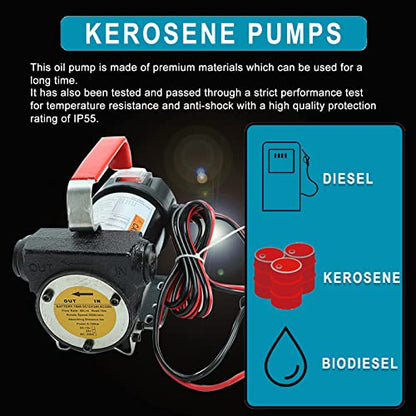 DC 12V 175W Portable DC Electric Fuel Transfer Pump Diesel Kerosene Oil Commercial Fuel Transfer Extractor Pump Motor Auto - style: 12V 175W
