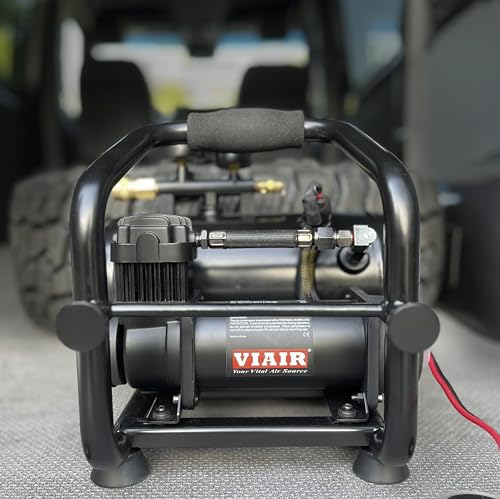VIAIR 380C Plug-N-Play Compressor, 12V, 1.5 gallon tank, 200 PSI Rated with Alligator Clamps, for nailing, air tools, tire inflation - style: Battery Clamps