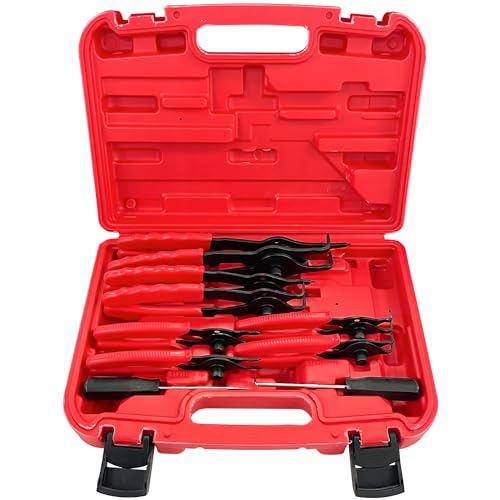10Pcs Snap Ring Pliers Set with Case, Internal External Circlip Pliers Set with Hook & Pick, Retaining Snap Ring and Circlip Removal Tools for Car Motorcycle Lawnmower