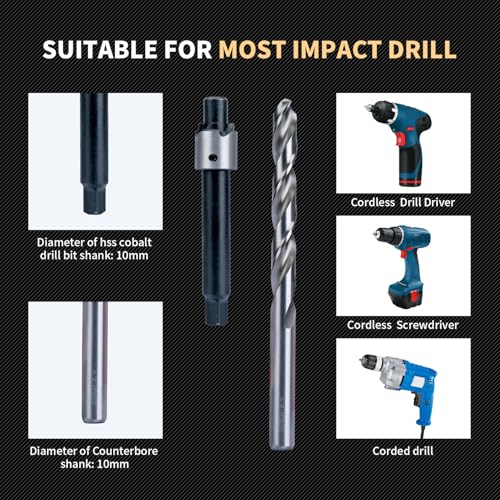 M8X1.0 Thread Repair Kit with Insert HSS Drill, Tap, Counterbore, Installation Driver, Metric, 10PCS Stainless Steel Insert M8X1.0X11.7MM
