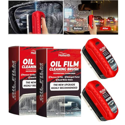 2 Pack Automotive Oil Film Cleaning Brush for Windshield, Car Glass Oil Film Remover with Hydrophobic Coating, Rain Repellent Windshield Cleaner Tool Improves Driving Visibility