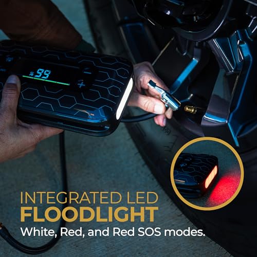 HALO Bolt Air+ 1750 Portable Car Battery Jump Starter | 130 PSI Air Compressor, 59.9Wh USB Power Bank, Large Display, Emergency Floodlight & Charger, Jumps Cars SUVs & Trucks, Inflates Tires — Teal - color: Teal