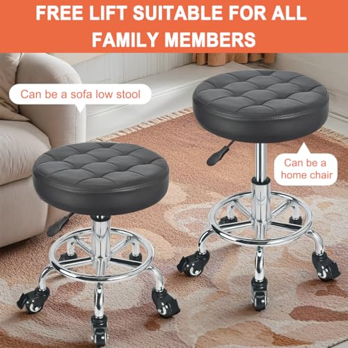 JOSTZHXIN Low Height Roller Stool Height Adjustable, Mechanic Stool Low Rolling Chair, Footstool Modern Roller Seat for Salon SPA Home Office Garage Shop (Style 3) - style: style 3