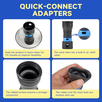 10FT Power Tool Shop Vac Hose Kit, 2-1/4" Sander Dust Collection Hose with 6 Quick-Connect Vacuum Hose Adapters, Wet/Dry Vacuum Extension Hose for Shop Vacuum System, Table Saw & Woodworking - size: 10FT