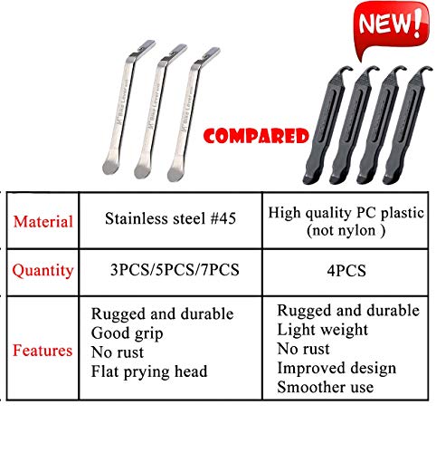Premium Bicycle Tire Lever Tyre Spoon Iron Changing Tool, Bike Tire Levers Premium Stainless Steel Levers to Repair Bike Tube, Best Tire Changing Tool, Set of 3 - color: 3 Pcs