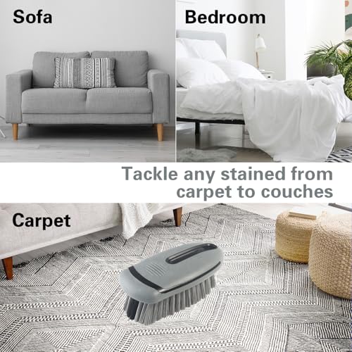 Carpet Cleaning Brush & Upholstery Brush Set, Hard Bristle Carpet Scrub Brush, Rug Brush, Couch Cleaner Brush, Fabric/Leather Detail Brush for Car, Home & Outdoor Furniture (Grey) - color: Gray