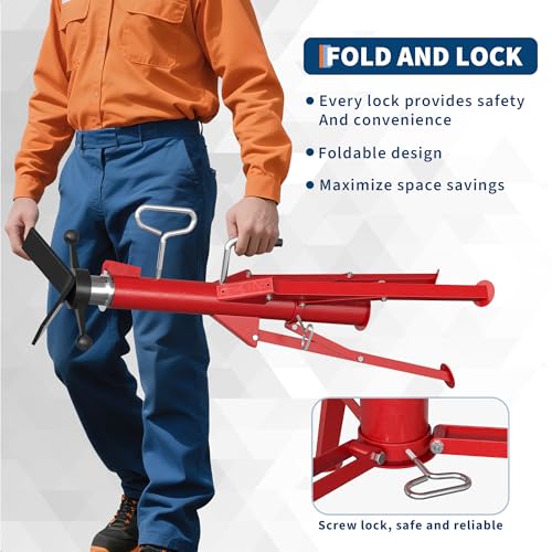 v-Head Pipe Stand for 1/2" to 12" Pipes, Heavy-Duty Steel Pipe Jack Stand with 28"- 52" Adjustable Height, Folding & Portable for Welding, Automobile, Threading.Upgraded Version - size: 28"-52"