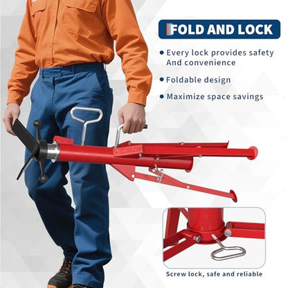 v-Head Pipe Stand for 1/2" to 12" Pipes, Heavy-Duty Steel Pipe Jack Stand with 28"- 52" Adjustable Height, Folding & Portable for Welding, Automobile, Threading.Upgraded Version - size: 28"-52"
