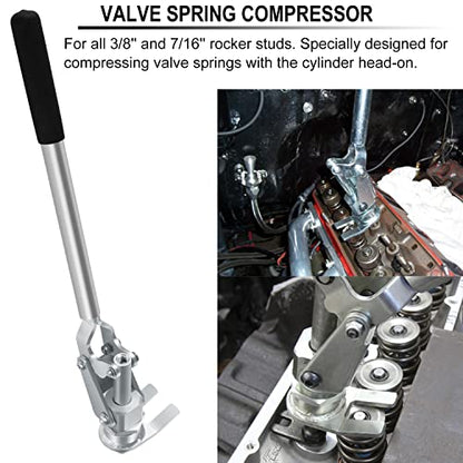 66784 Stud Mount Valve Spring Compressor Removal Tool Remove & Install Valve Springs & Retainers Fit For All 3/8'' & 7/16'' Rocker Studs