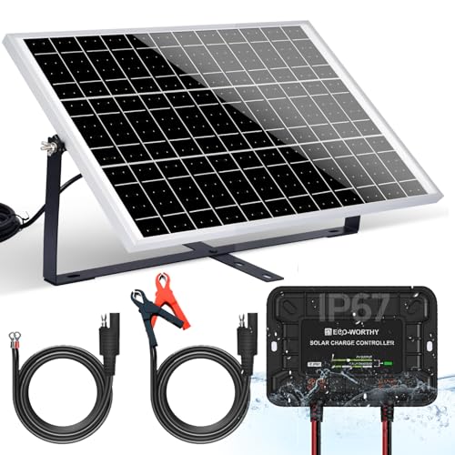 ECO-WORTHY Solar Panel Kit 25W 12V Solar Battery Charger Trickle Maintainer, 25W Solar Panel + Adjustable Mount Bracket + Upgrade Controller,for 12V Batteries Cars RV Boat Motorcycle Marine - size: 25W Smart KIT