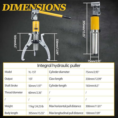 RATTMMOTOR YL-15T Hydraulic Gear Puller 15 Ton Max. 60mm Stroke 2 or 3 Jaw Puller Bearing Hub Separator Tool Kit - style: 15 Ton