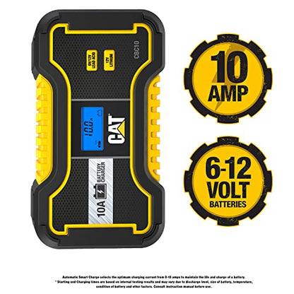Caterpillar CBC10 Professional 10 Amp Battery Charger/Battery Maintainer for 6V/12V Lead Acid Batteries and 12V Lithium Batteries