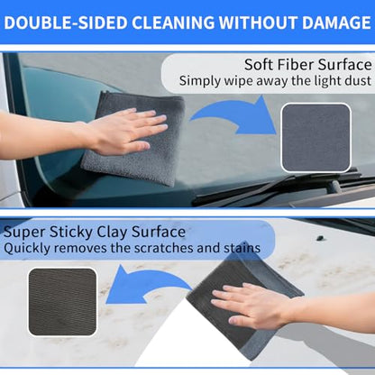 2 Pack Clay Towel Auto Detailing 12 x 12 Inch Fine Grade Clay Bar Towel for Car Detailing Microfiber Car Cloth Cleaner for Cleaning & Release of Paint Contaminants, Grey - color: Grey