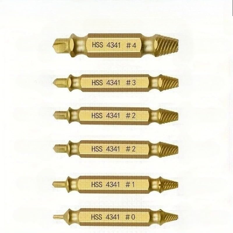 6Pcs Damaged Screw Extractor Drill Bit Set Double End Easily Remove Broken Stripped Screw Bolt for DIY Automotive Home Repair