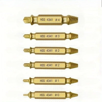 6Pcs Damaged Screw Extractor Drill Bit Set Double End Easily Remove Broken Stripped Screw Bolt for DIY Automotive Home Repair